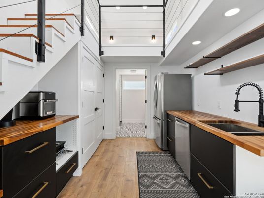 Interior, Kitchen, Recessed Lighting, Wood Texture Flooring