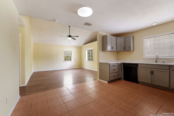 Interior, Kitchen, Recessed Lighting, Wood Texture Flooring