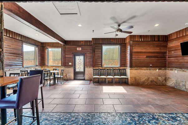 Dining room, Interior, Recessed Lighting, Wooden Walls
