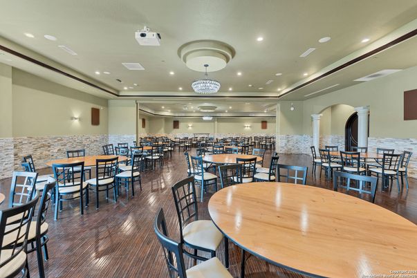 Chandelier, Dining room, Interior, Recessed Lighting, Wood Texture Flooring
