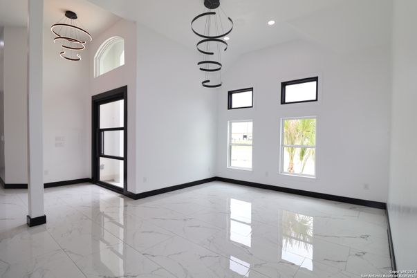 Empty room, Interior, Marble, Pendant Lights, Recessed Lighting