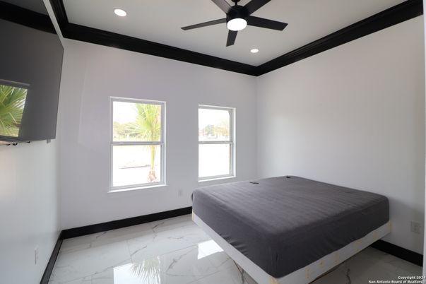 Bedroom, Interior, Marble, Recessed Lighting