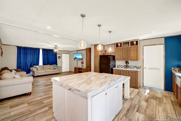 Interior, Kitchen, Living room, Pendant Lights, Recessed Lighting, Wood Texture Flooring