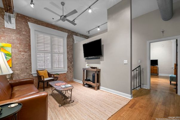 Interior, Living room, Stone Walls, Wood Texture Flooring
