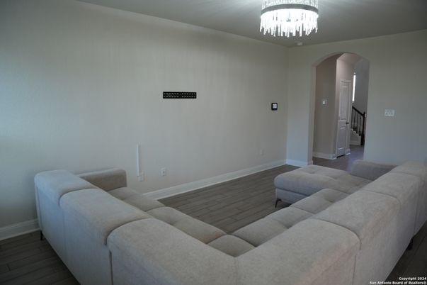 Chandelier, Interior, Living room, Wood Texture Flooring