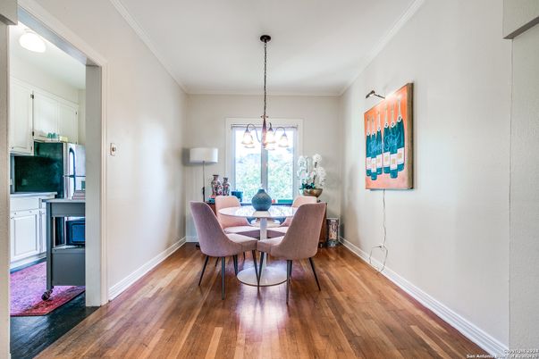 Chandelier, Dining room, Interior, Pendant Lights, Wood Texture Flooring