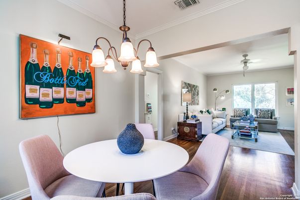 Dining room, Interior, Living room, Pendant Lights, Wood Texture Flooring