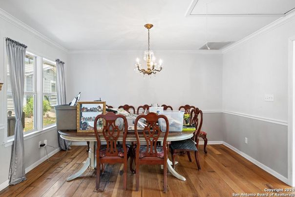 Chandelier, Dining room, Interior, Wood Texture Flooring