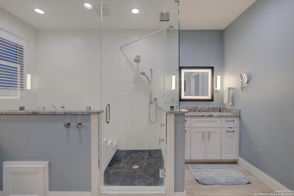 Bathroom, Glass Shower, Interior, Recessed Lighting