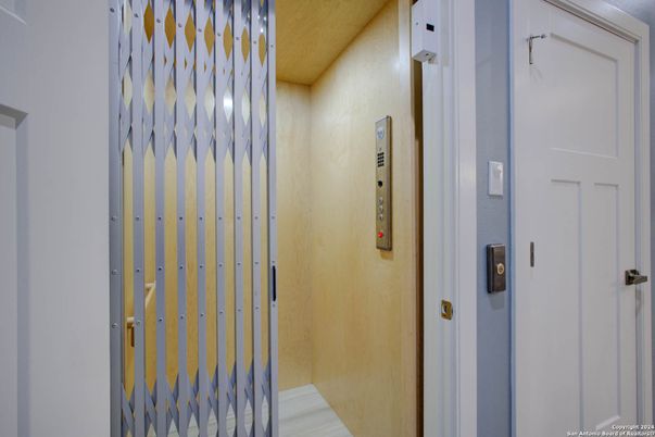 Elevator, Interior, Wooden Walls