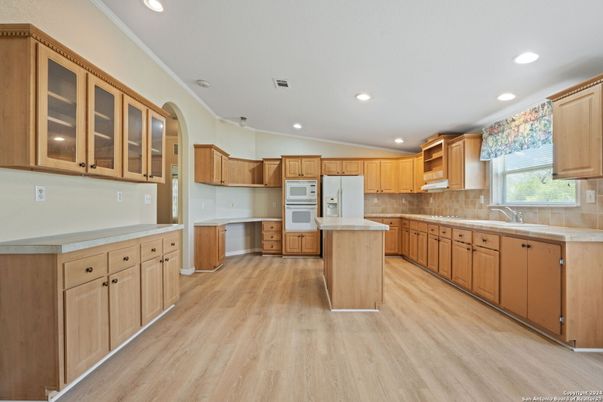 Interior, Kitchen, Recessed Lighting, Wood Texture Flooring