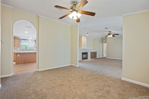 Empty room, Fireplace, Interior, Recessed Lighting