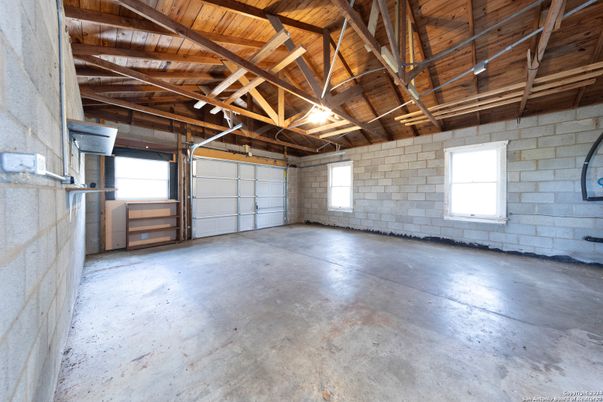 Garage, Interior, Stone Walls, Wooden Beams, Wooden Ceilings