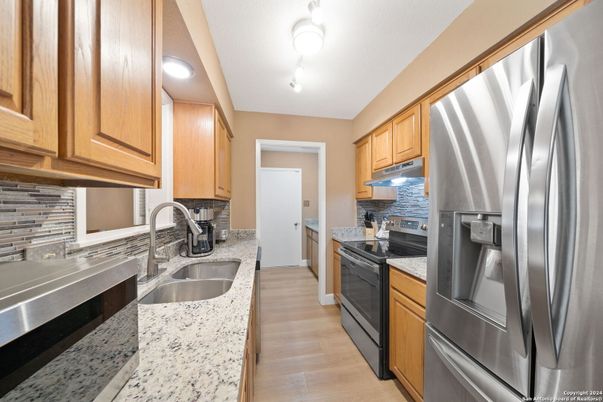 Interior, Kitchen, Stainless Steel Appliances, Wood Texture Flooring