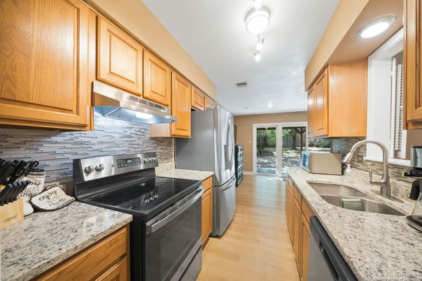Interior, Kitchen, Recessed Lighting, Wood Texture Flooring