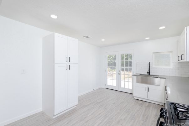 Interior, Kitchen, Recessed Lighting, Wood Texture Flooring