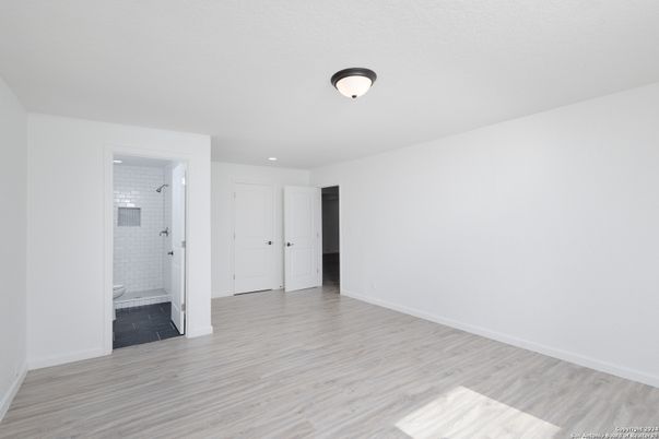 Bathroom, Empty room, Interior, Recessed Lighting, Wood Texture Flooring