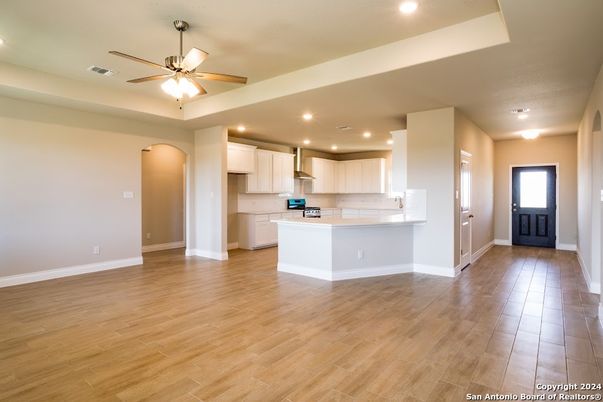 Interior, Kitchen, Recessed Lighting, Wood Texture Flooring