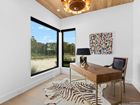 Home Office, Interior, Recessed Lighting, Wooden Ceilings, Wood Texture Flooring