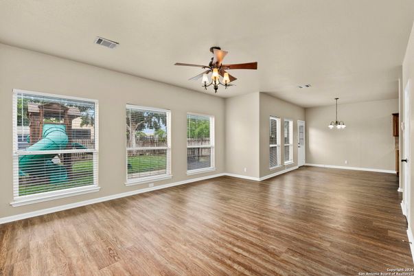 Empty room, Interior, Pendant Lights, Wood Texture Flooring