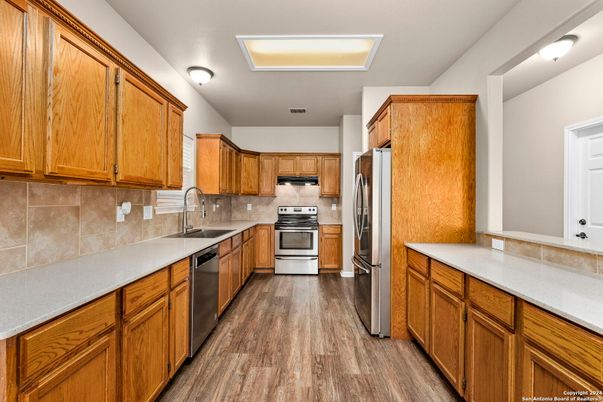 Interior, Kitchen, Stainless Steel Appliances, Wood Texture Flooring