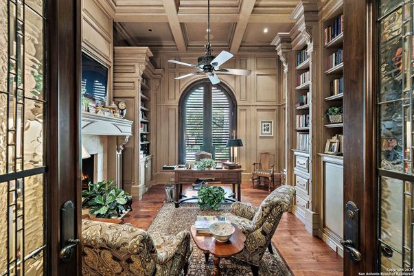Home Office, Interior, Living room, Recessed Lighting, Wooden Beams, Wooden Ceilings, Wood Texture Flooring, Wooden Walls