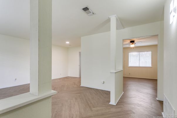 Empty room, Interior, Recessed Lighting, Wood Texture Flooring