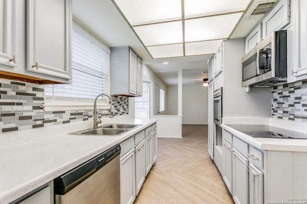 Interior, Kitchen, Recessed Lighting, Wood Texture Flooring