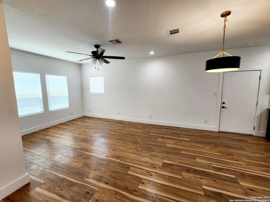 Empty room, Interior, Recessed Lighting, Wood Texture Flooring