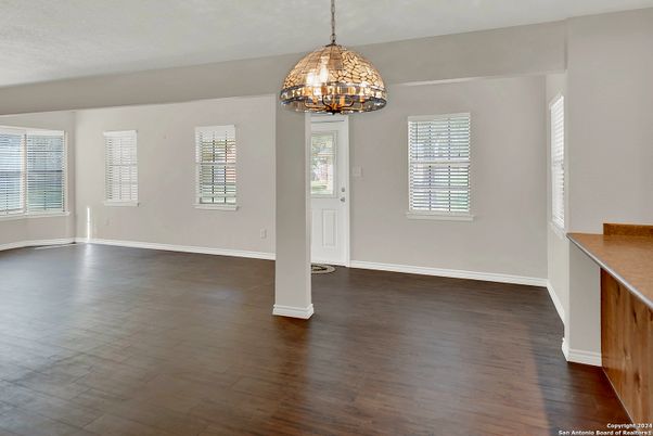 Empty room, Interior, Pendant Lights, Wood Texture Flooring