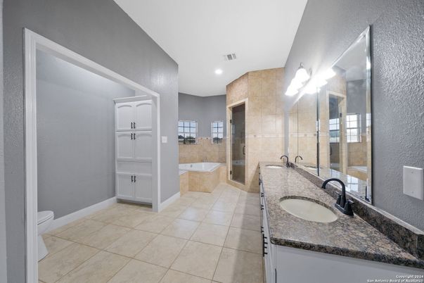 Bathroom, Dual Sink Vanities, Glass Shower, Interior, Recessed Lighting