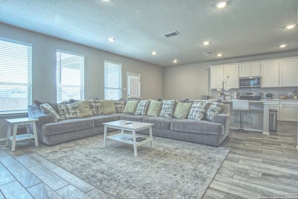 Interior, Kitchen, Living room, Recessed Lighting, Wood Texture Flooring