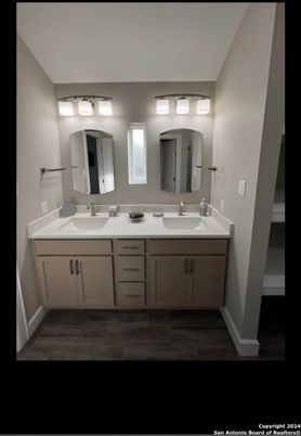 Bathroom, Dual Sink Vanities, Interior, Wood Texture Flooring