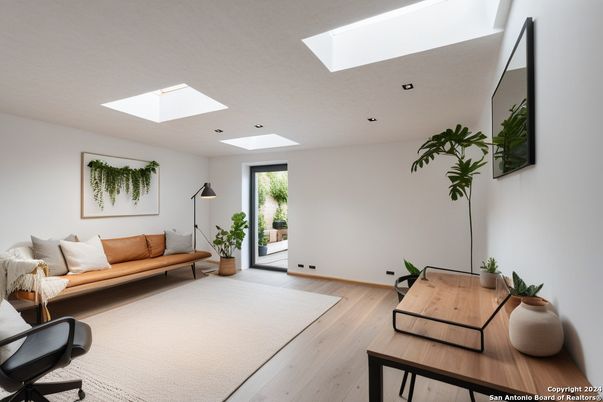 Home Office, Interior, Recessed Lighting, Wood Texture Flooring