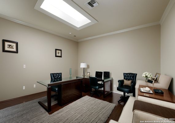 Home Office, Interior, Recessed Lighting, Wood Texture Flooring
