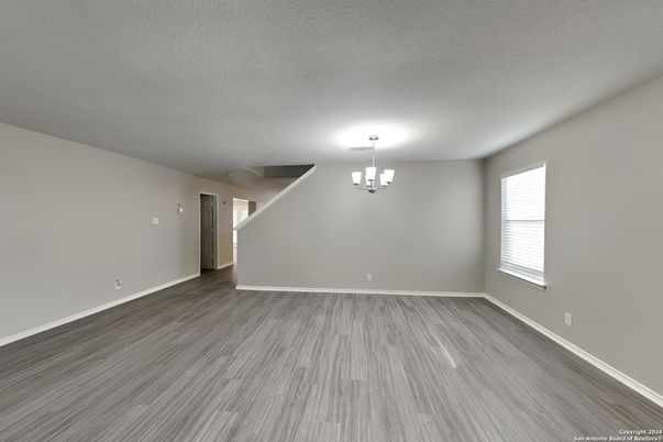Chandelier, Empty room, Interior, Wood Texture Flooring