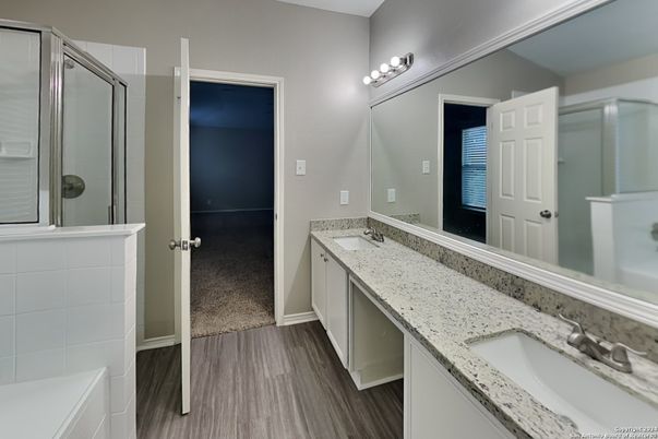 Bathroom, Dual Sink Vanities, Interior, Wood Texture Flooring
