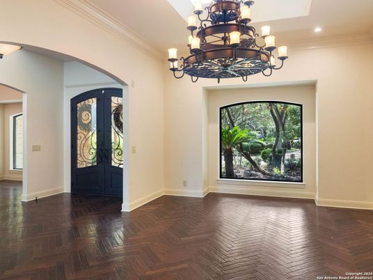 Chandelier, Interior, Recessed Lighting, Wood Texture Flooring