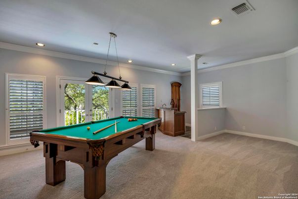 Billiard Table, Game Room, Interior, Pendant Lights, Recessed Lighting