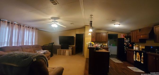 Interior, Kitchen, Living room, Pendant Lights, Wood Texture Flooring