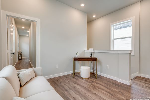 Home Office, Interior, Recessed Lighting, Wood Texture Flooring