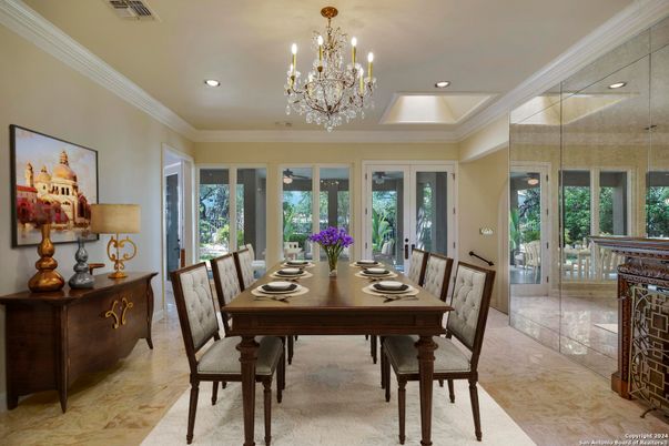 Chandelier, Dining room, Interior, Recessed Lighting