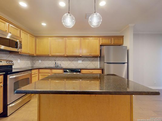 Interior, Kitchen, Pendant Lights, Recessed Lighting, Stainless Steel Appliances