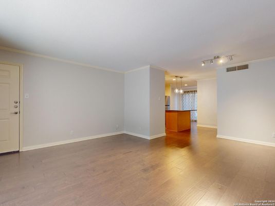 Empty room, Interior, Pendant Lights, Wood Texture Flooring