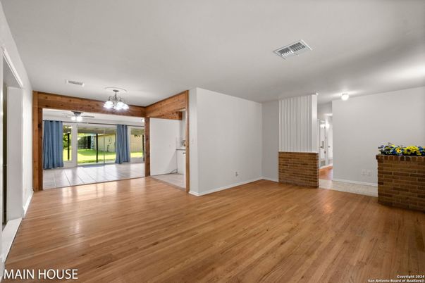 Chandelier, Empty room, Interior, Wood Texture Flooring