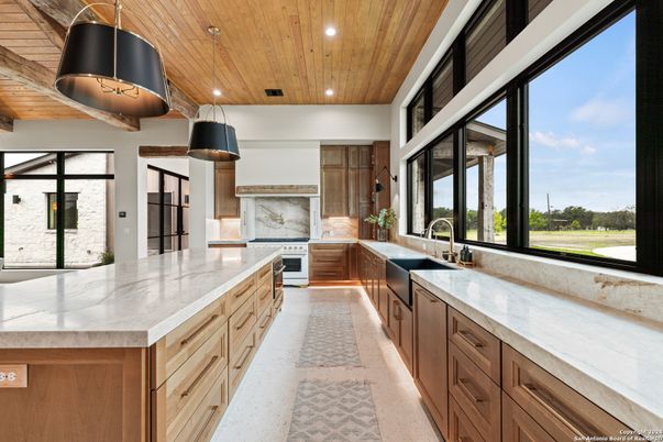 Interior, Kitchen, Pendant Lights, Recessed Lighting, Stainless Steel Appliances, Wooden Ceilings