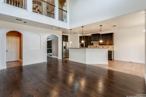 Interior, Kitchen, Pendant Lights, Recessed Lighting, Wood Texture Flooring