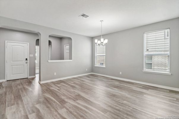 Chandelier, Empty room, Interior, Wood Texture Flooring