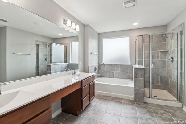 Bathroom, Dual Sink Vanities, Glass Shower, Interior, Recessed Lighting