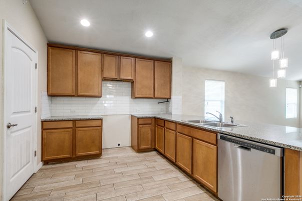 Interior, Kitchen, Pendant Lights, Recessed Lighting, Wood Texture Flooring